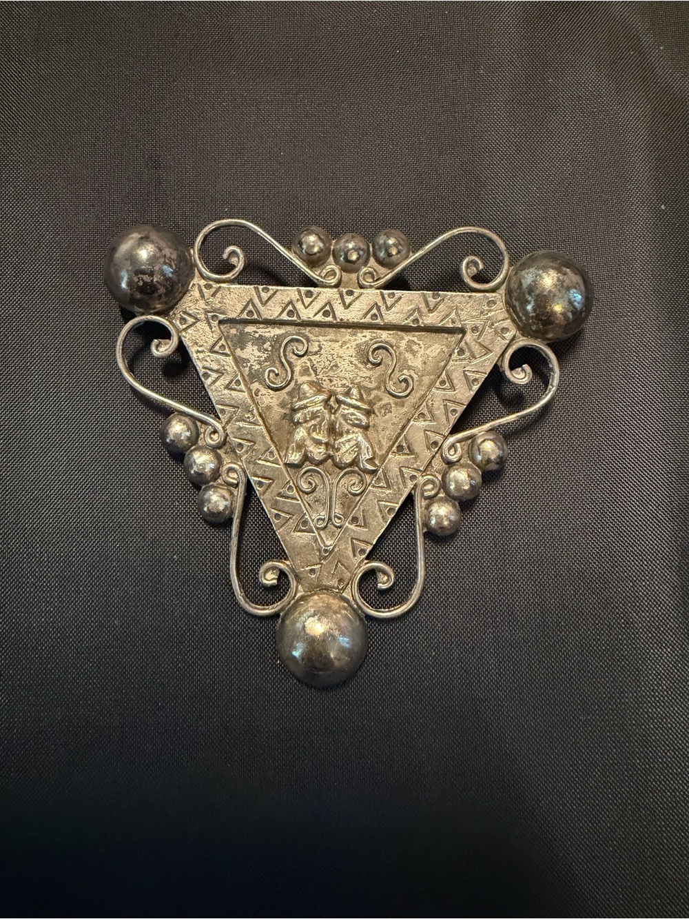 Source Unknown Silver-Tone Triangular Decorative Brooch